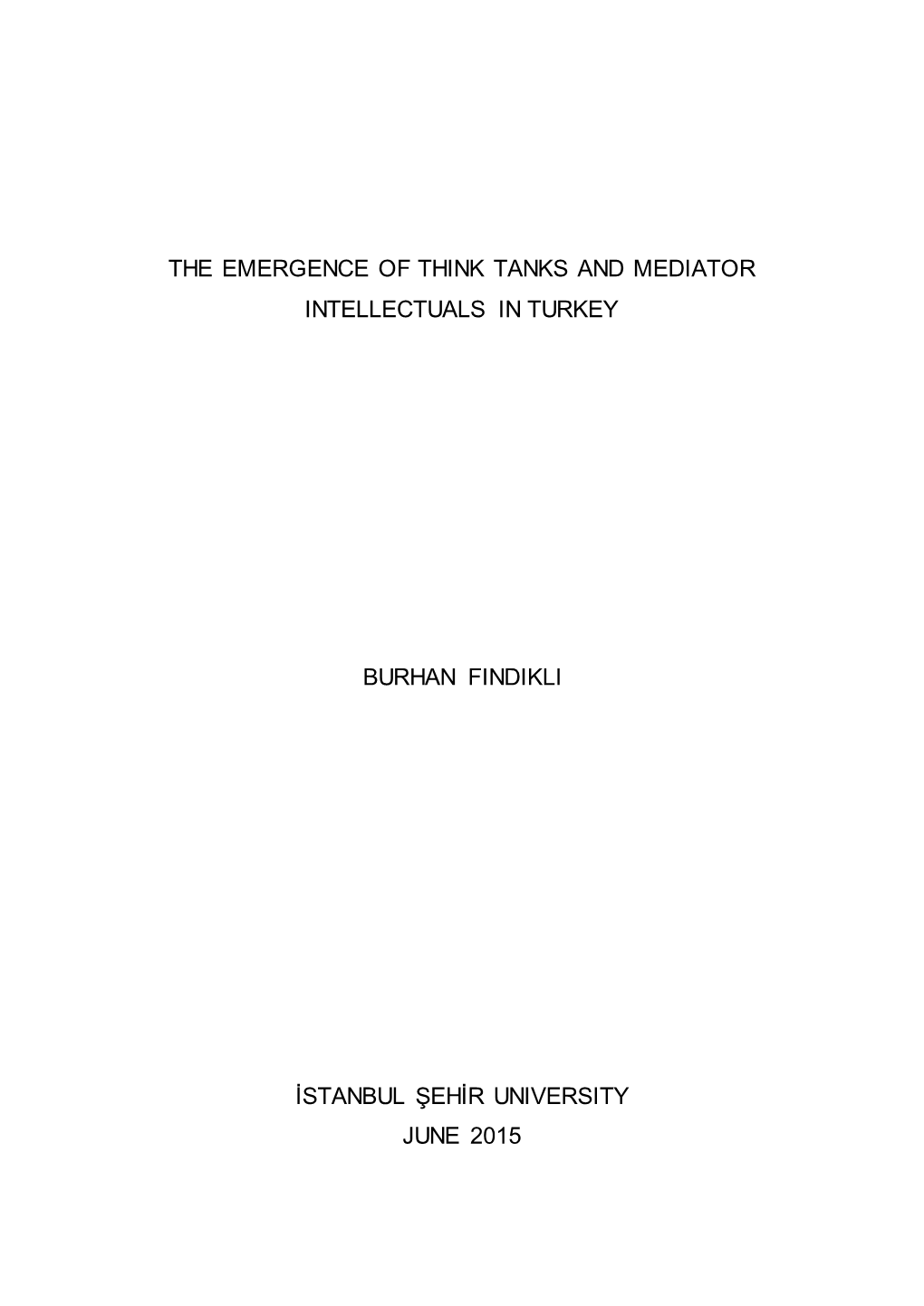 The Emergence of Think Tanks and Mediator Intellectuals in Turkey