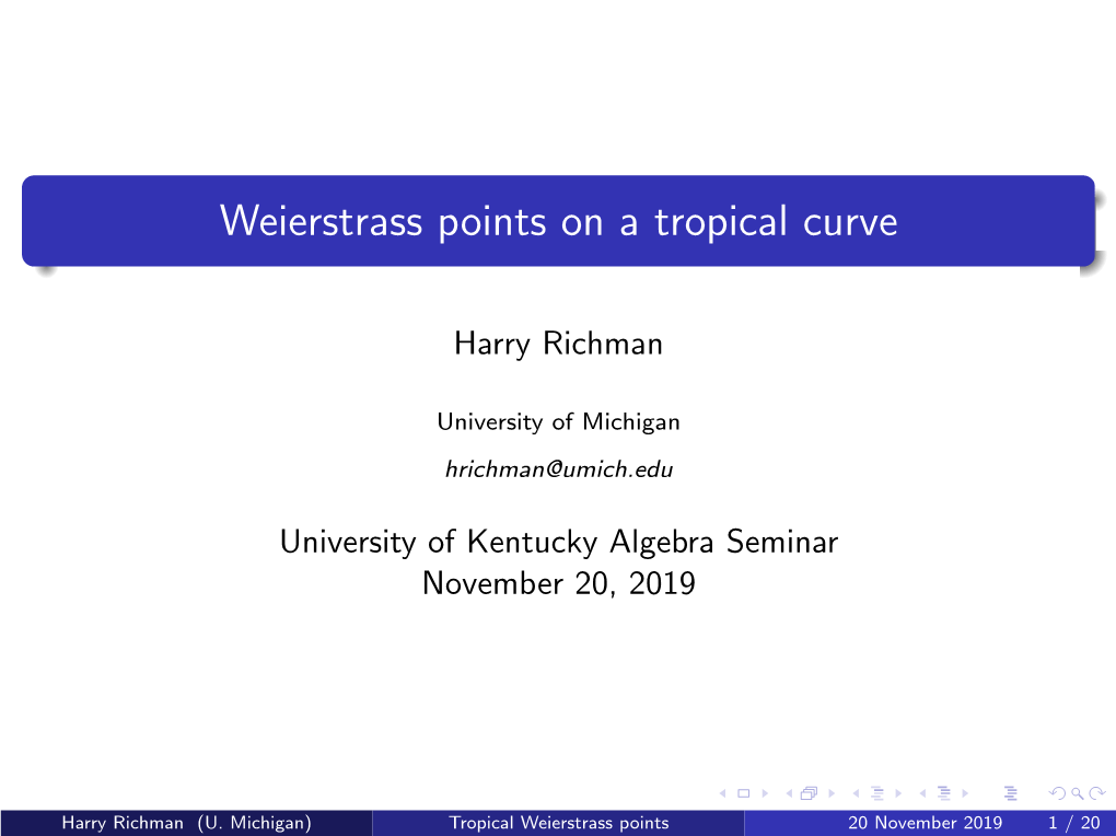 Weierstrass Points on a Tropical Curve