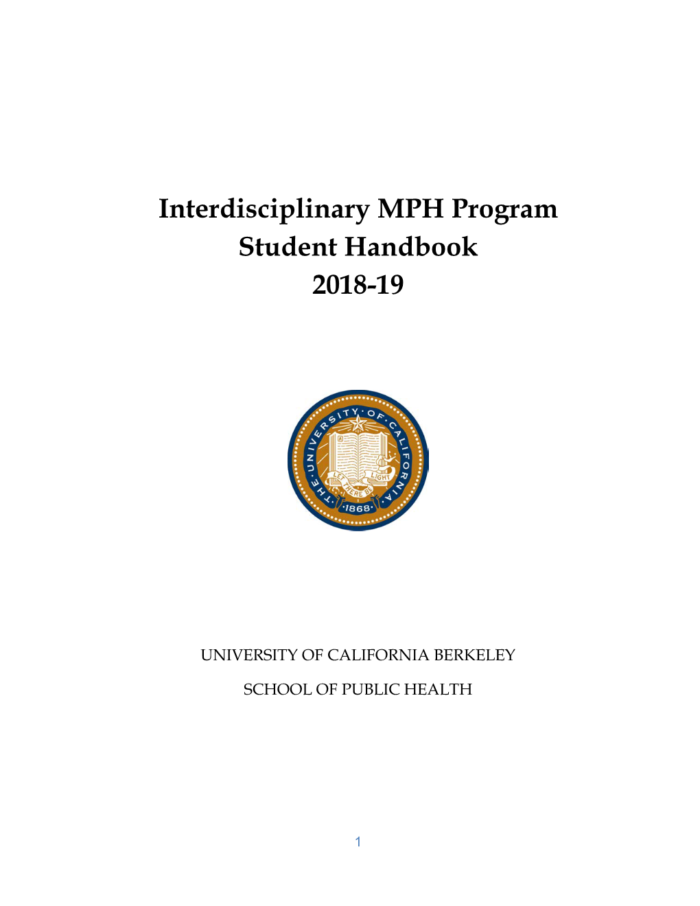 Interdisciplinary MPH Program Student Handbook 2018-19