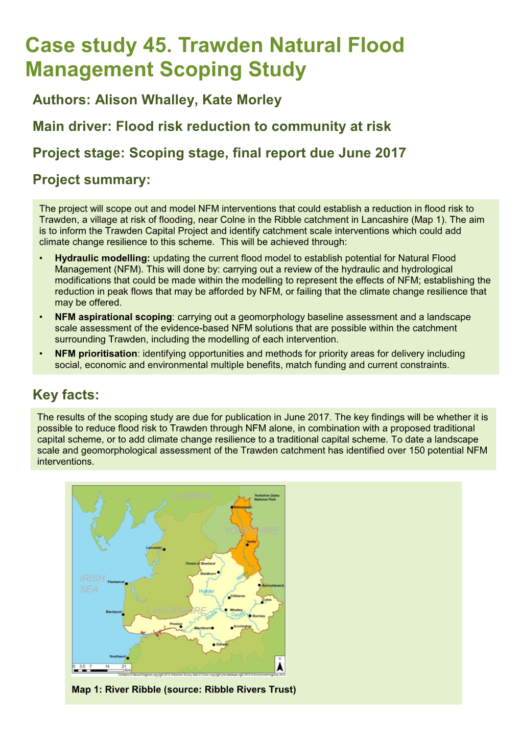 Case Study 45. Trawden Natural Flood Management Scoping Study