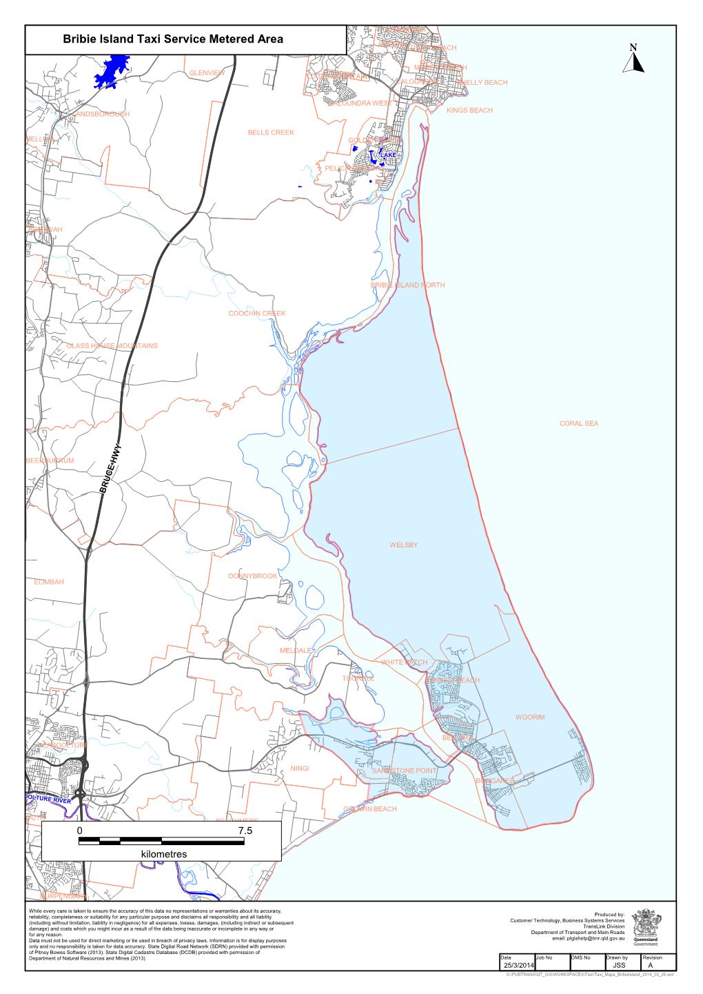 Bribie Island Taxi Service Contract Area