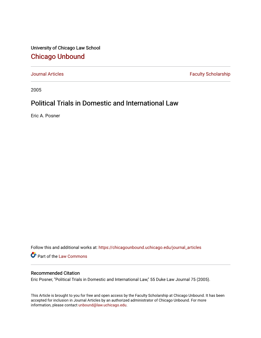 Political Trials in Domestic and International Law