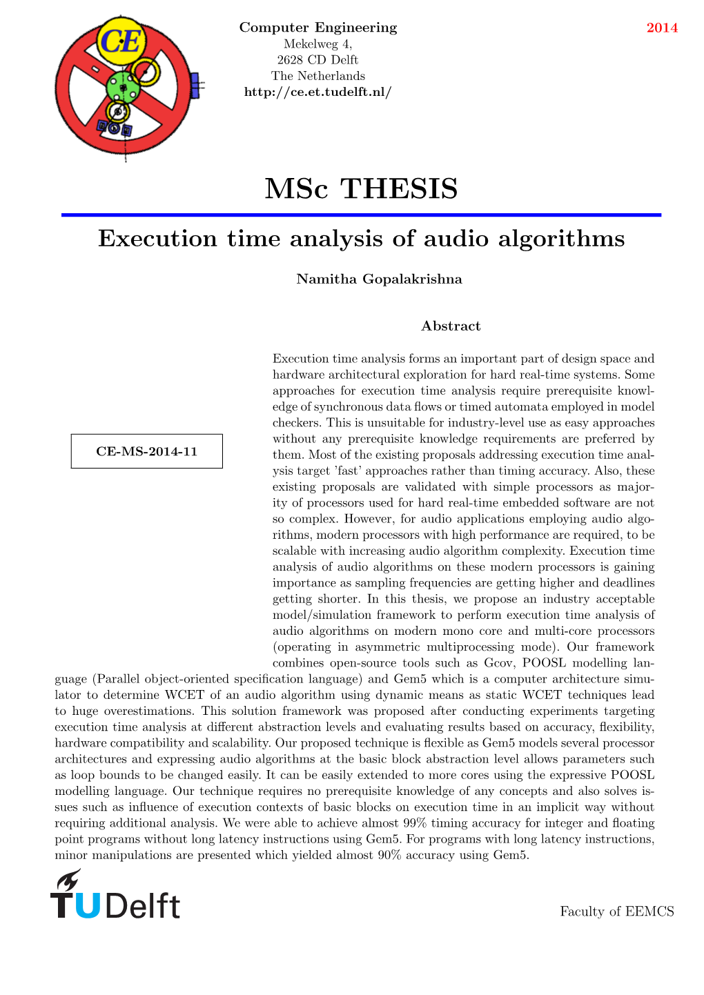 Execution Time Analysis of Audio Algorithms