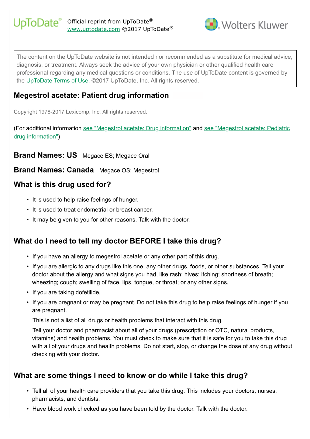 Megestrol Acetate: Patient Drug Information