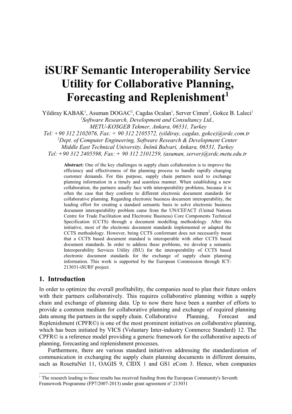 Isurf Semantic Interoperability Service Utility for Collaborative Planning, Forecasting