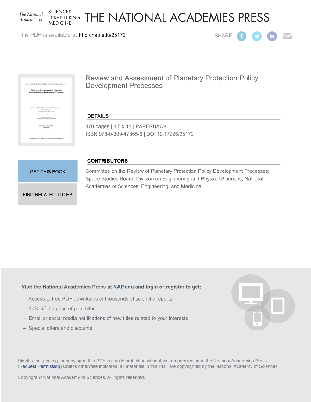 Review and Assessment of Planetary Protection Policy Development Processes