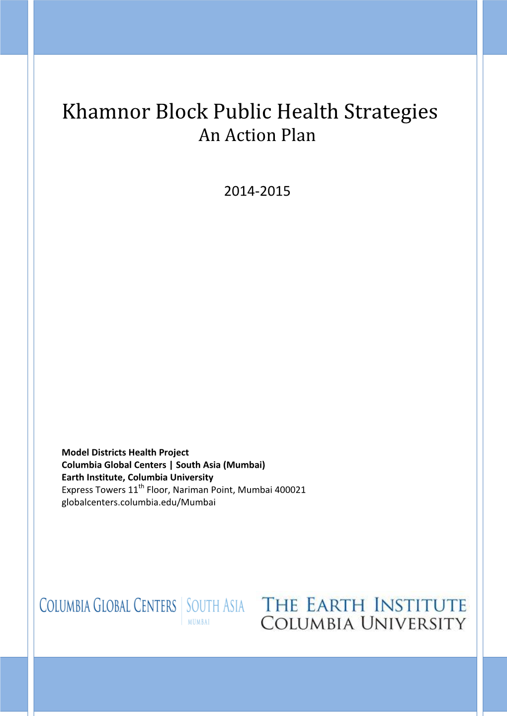 Khamnor Block Public Health Strategies an Action Plan