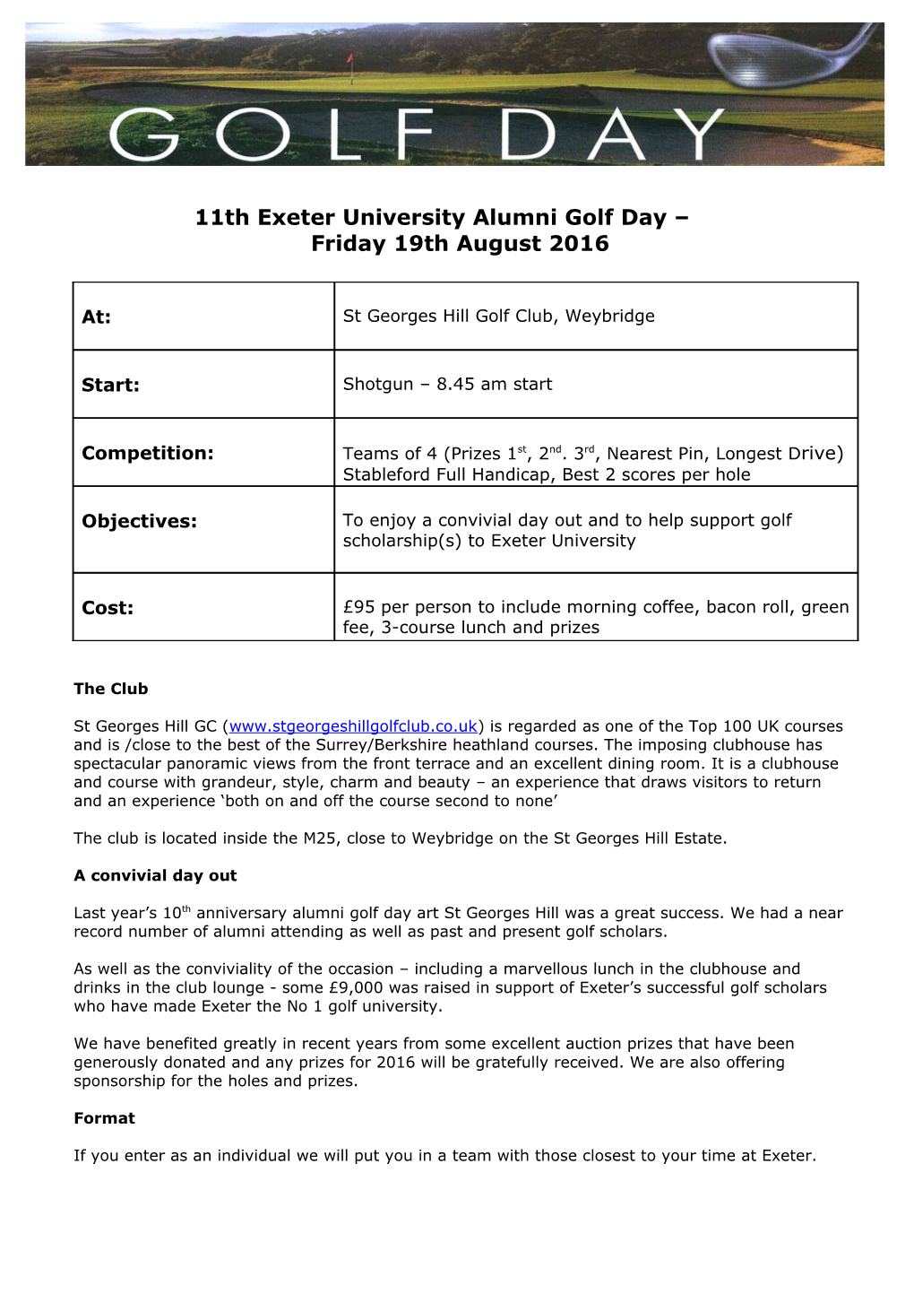 Exeter University Alumin Golf Day (London Society)