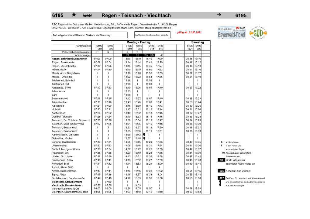 6195 Regen - Teisnach - Viechtach 6195