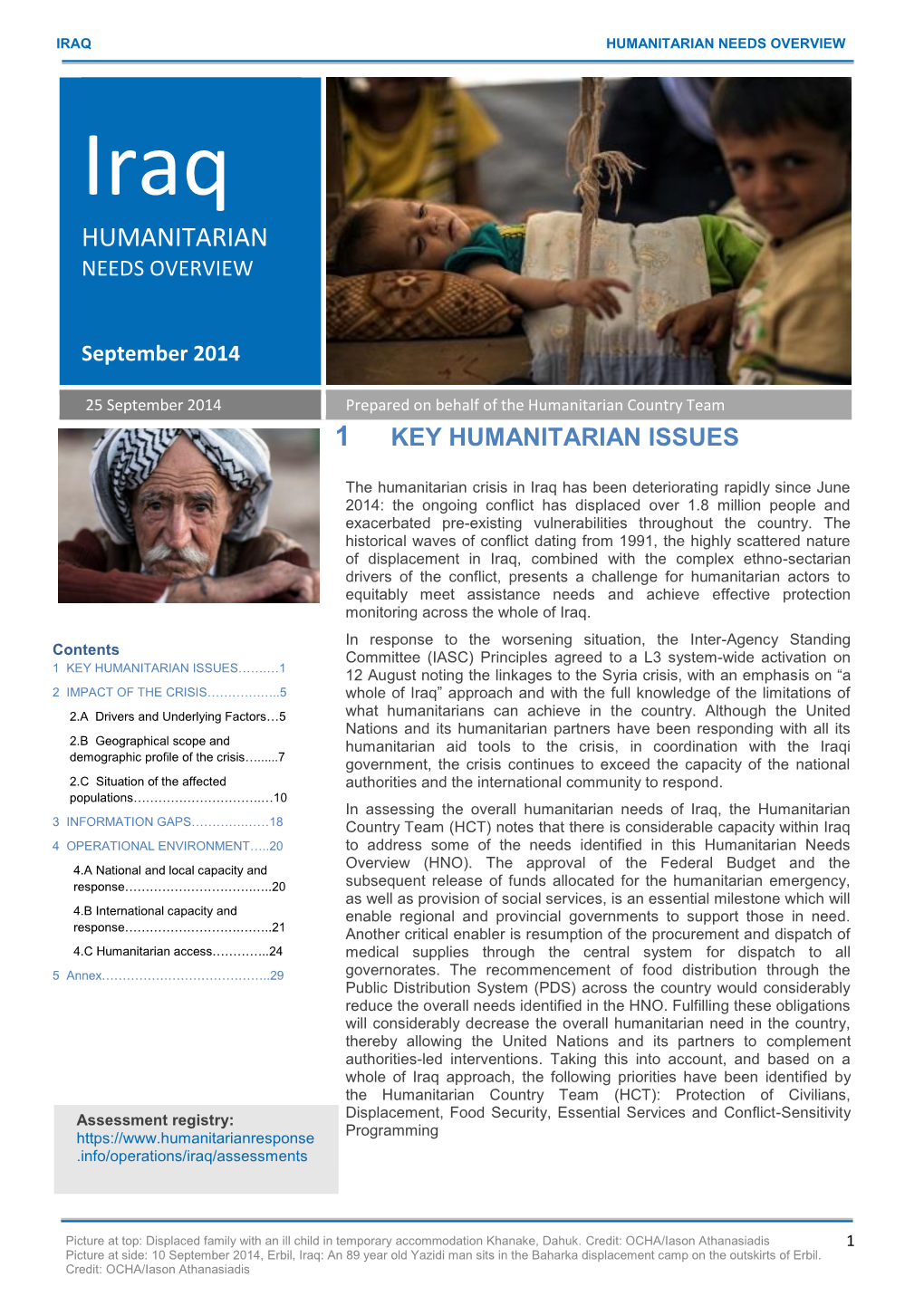 Iraq Humanitarian Needs Overview