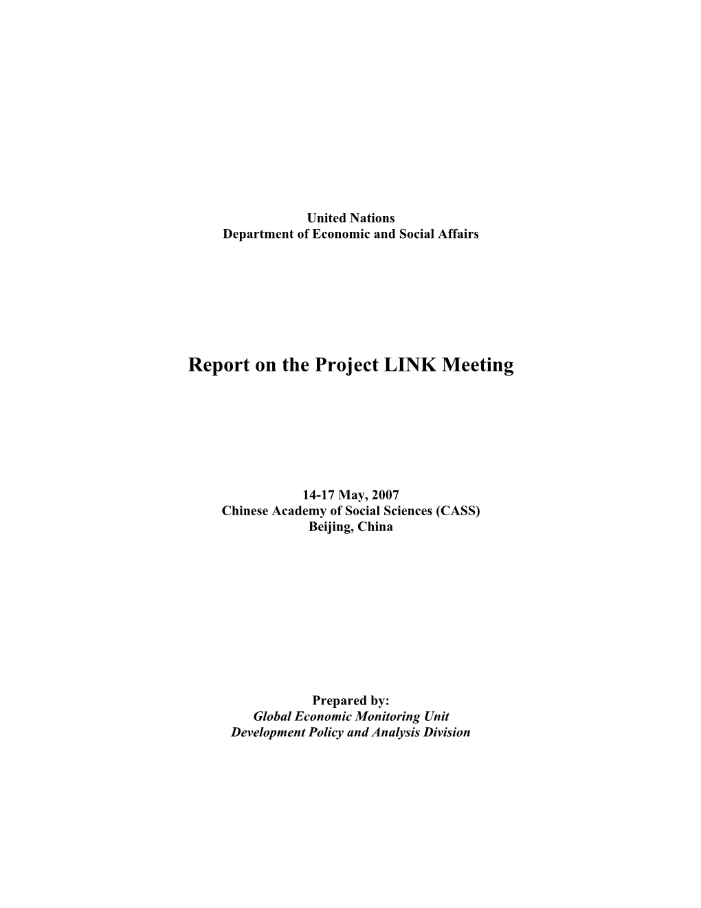 Report on the Project LINK Meeting