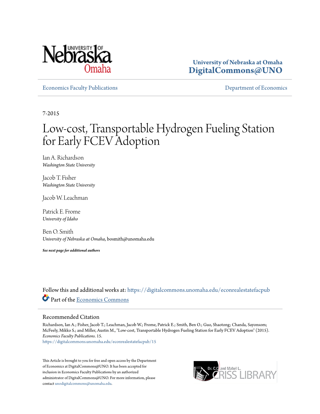 Low-Cost, Transportable Hydrogen Fueling Station for Early FCEV Adoption Ian A