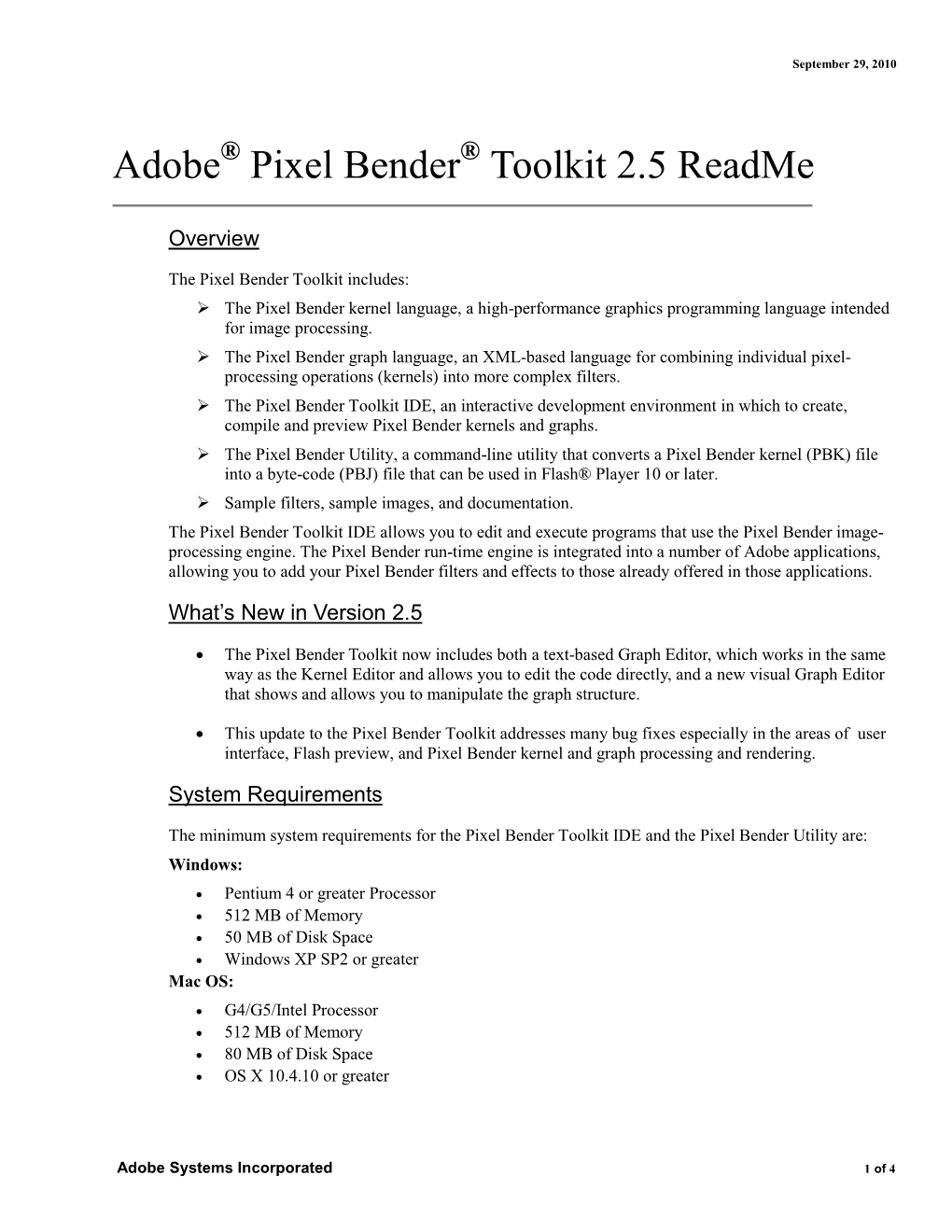 Pixel Bender Toolkit 2 Readme