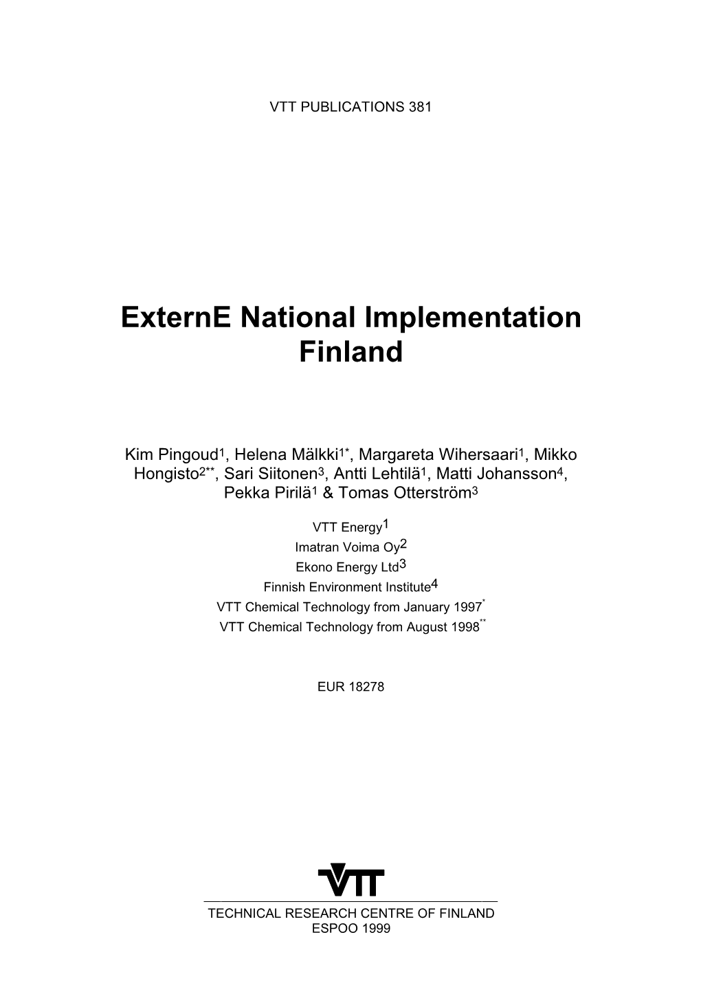 Externe National Implementation Finland