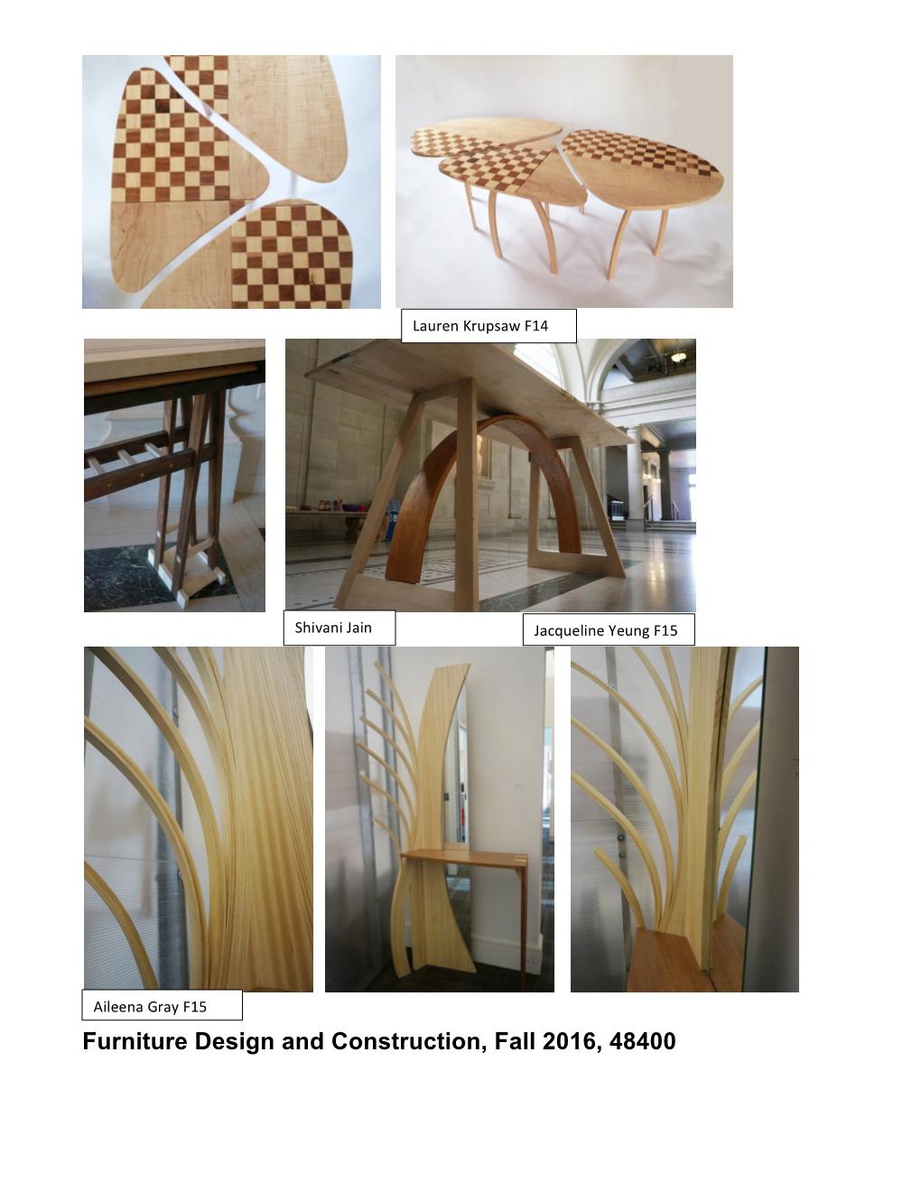 Furniture Design and Construction, Fall 2016, 48400