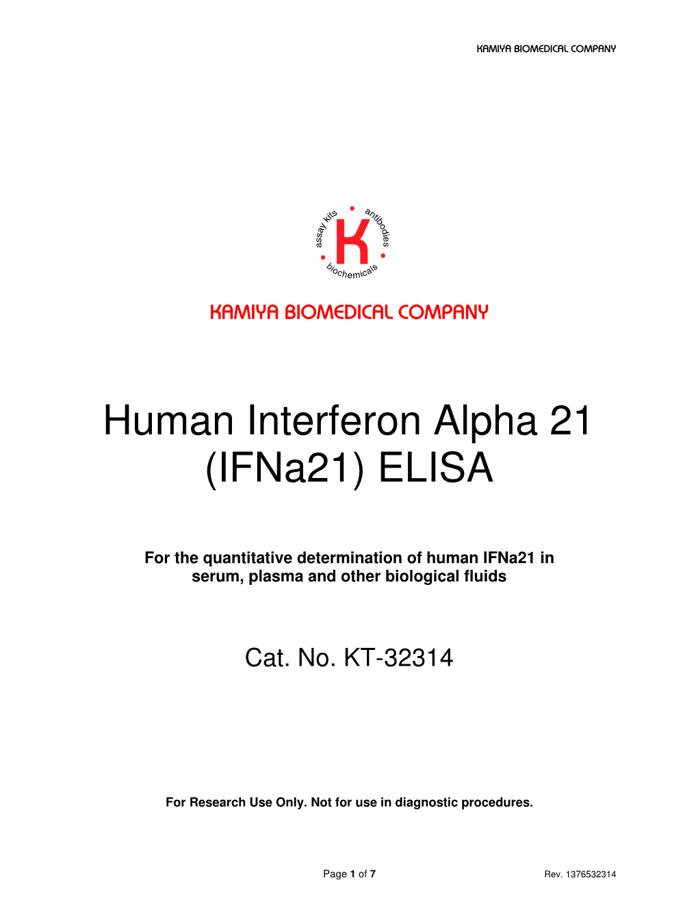 Human Interferon Alpha 21 (Ifna21) ELISA