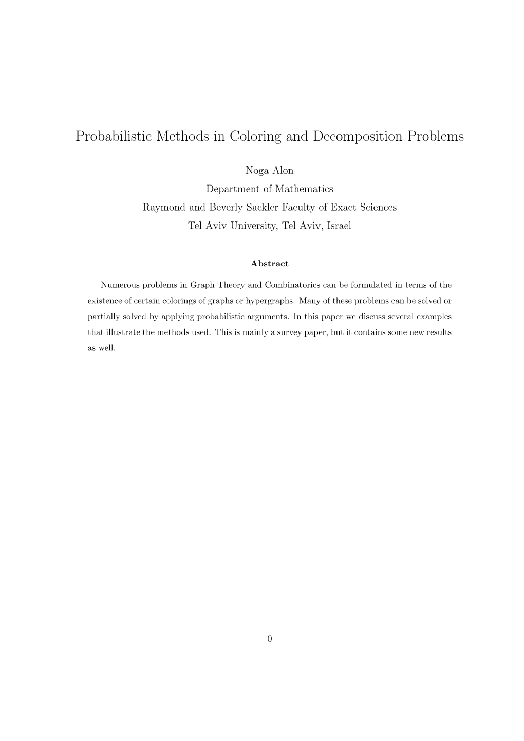 Probabilistic Methods in Coloring and Decomposition Problems