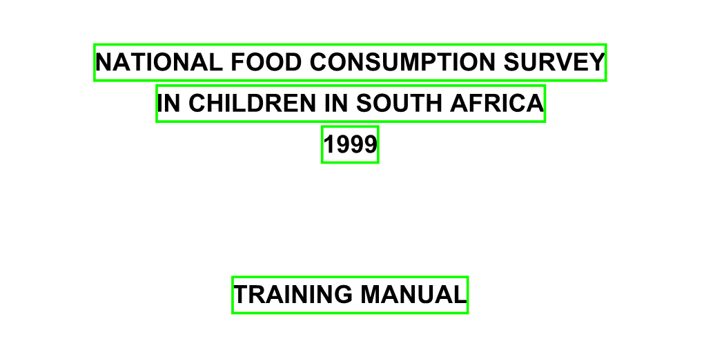 National Food Consumption Survey in Children in South Africa 1999