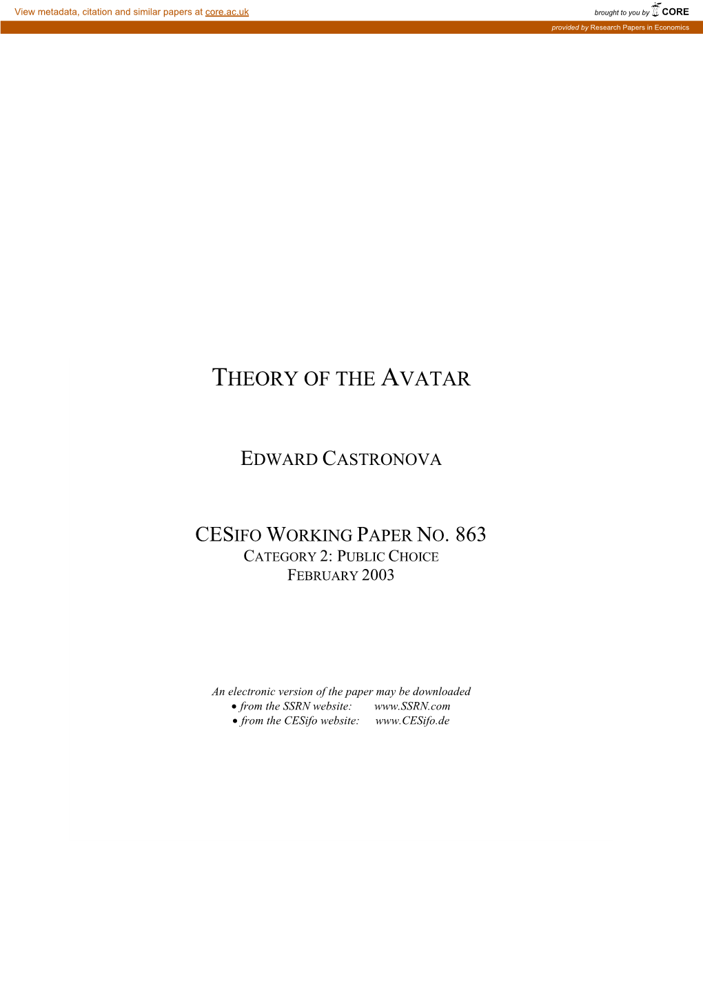 Theory of the Avatar