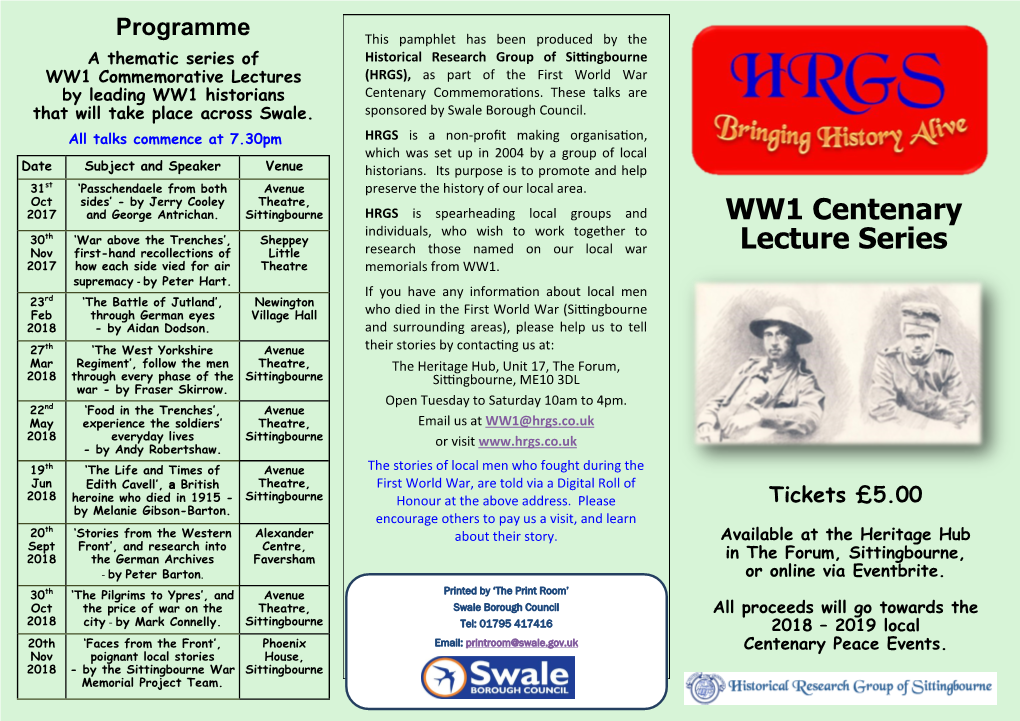 WW1 Centenary Lecture Series