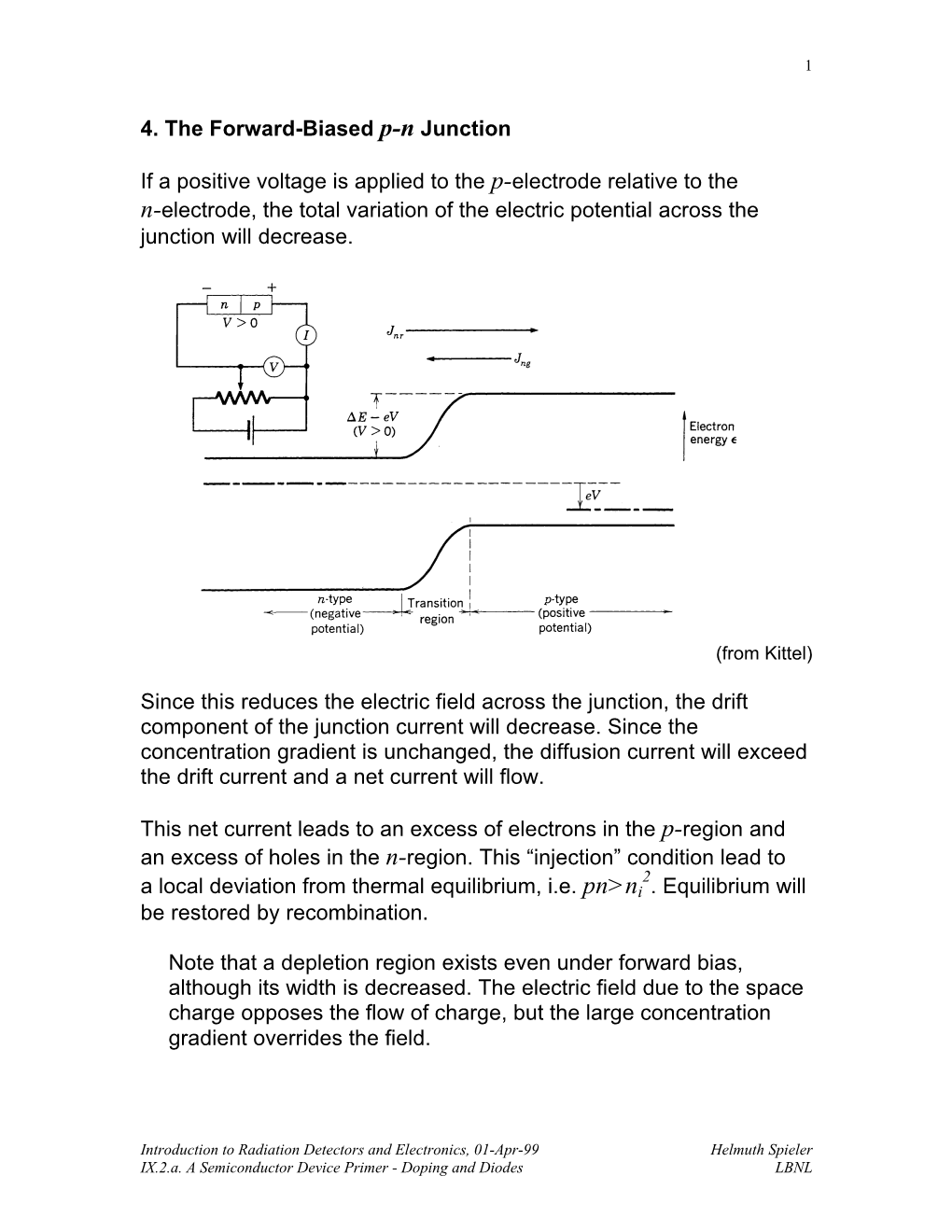 4. the Forward-Biased P-N Junction If a Positive Voltage Is Applied to the P