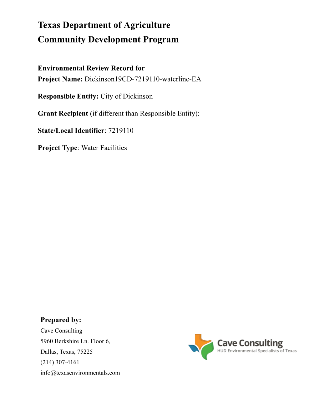 Dickinson Environmental Review Record