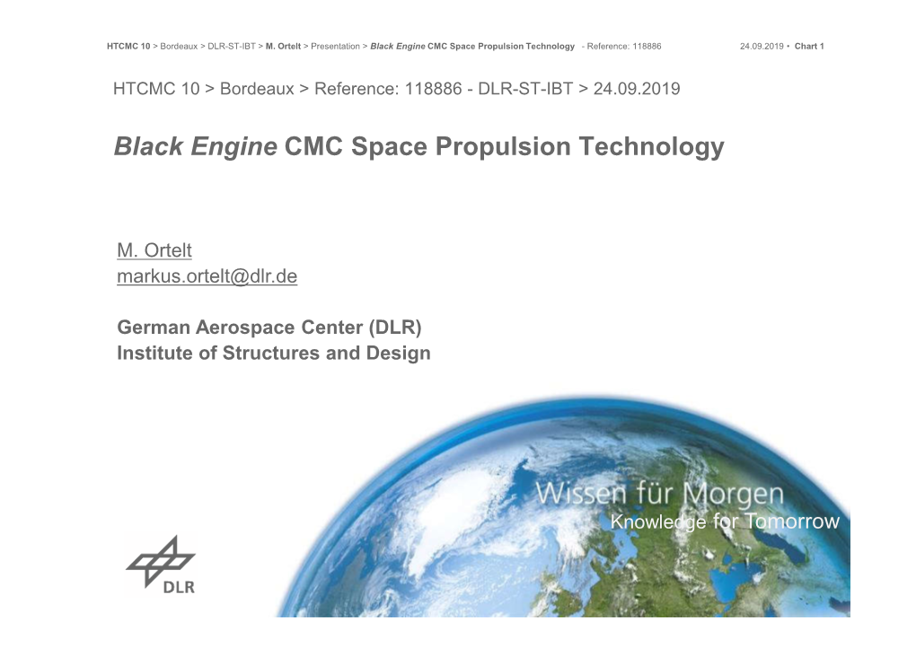 Black Engine CMC Space Propulsion Technology - Reference: 118886 24.09.2019 • Chart 1