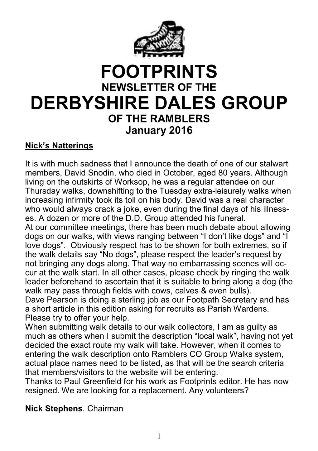 Footprints Derbyshire Dales Group