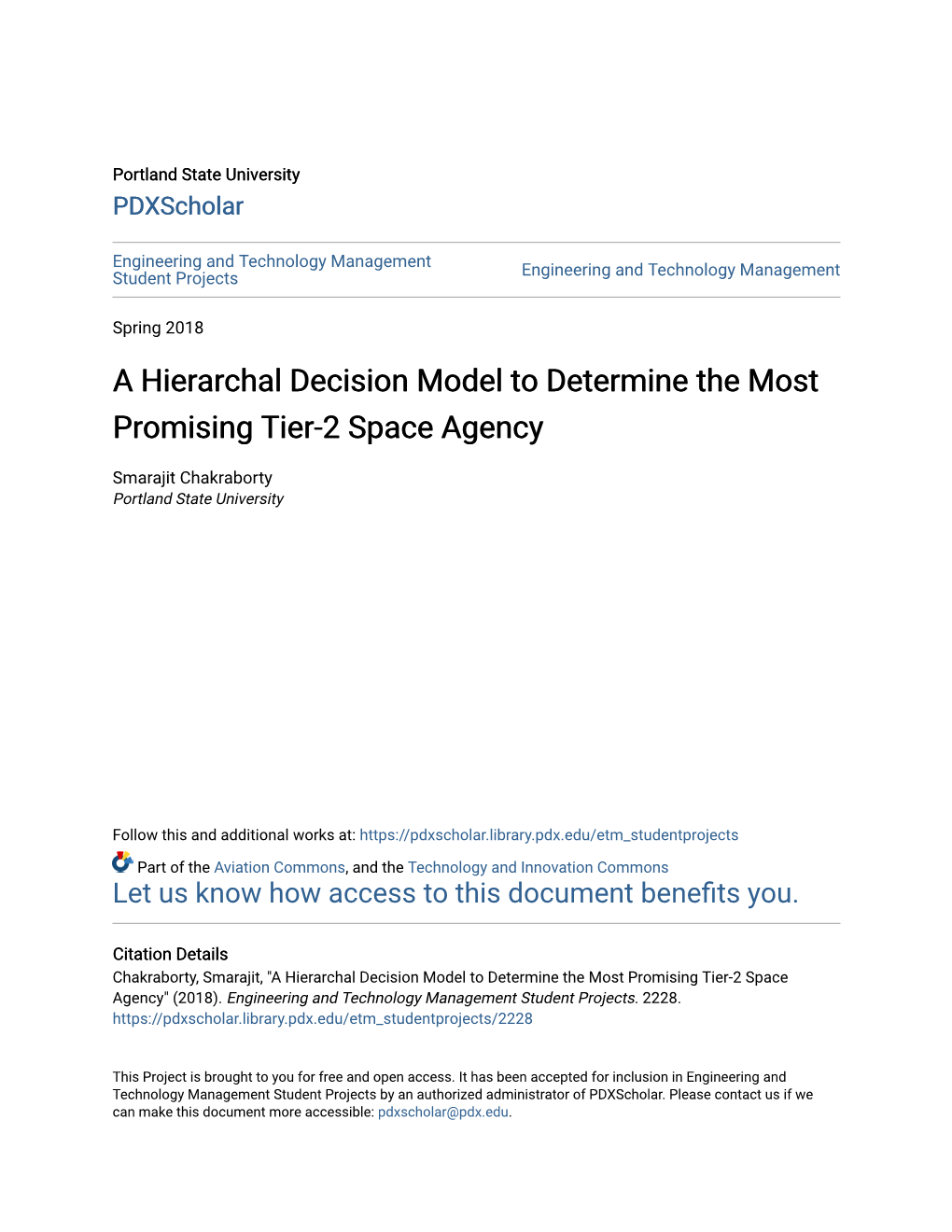 A Hierarchal Decision Model to Determine the Most Promising Tier-2 Space Agency