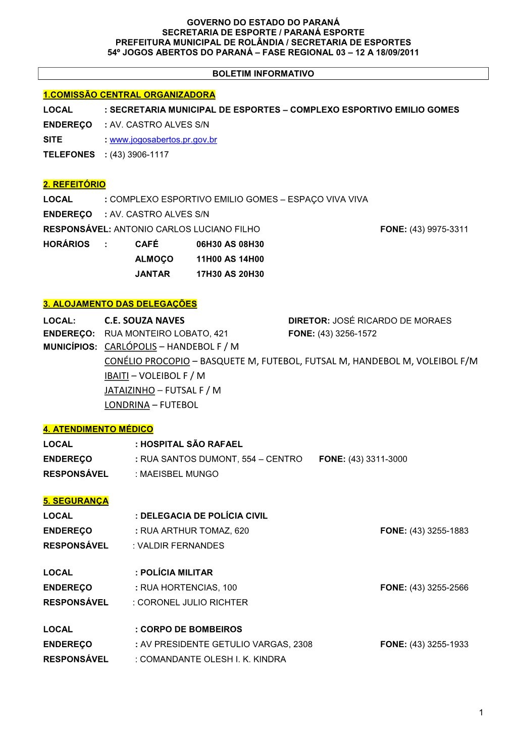 C.E. Souza Naves Municípios: Carlópolis – Handebol F / M