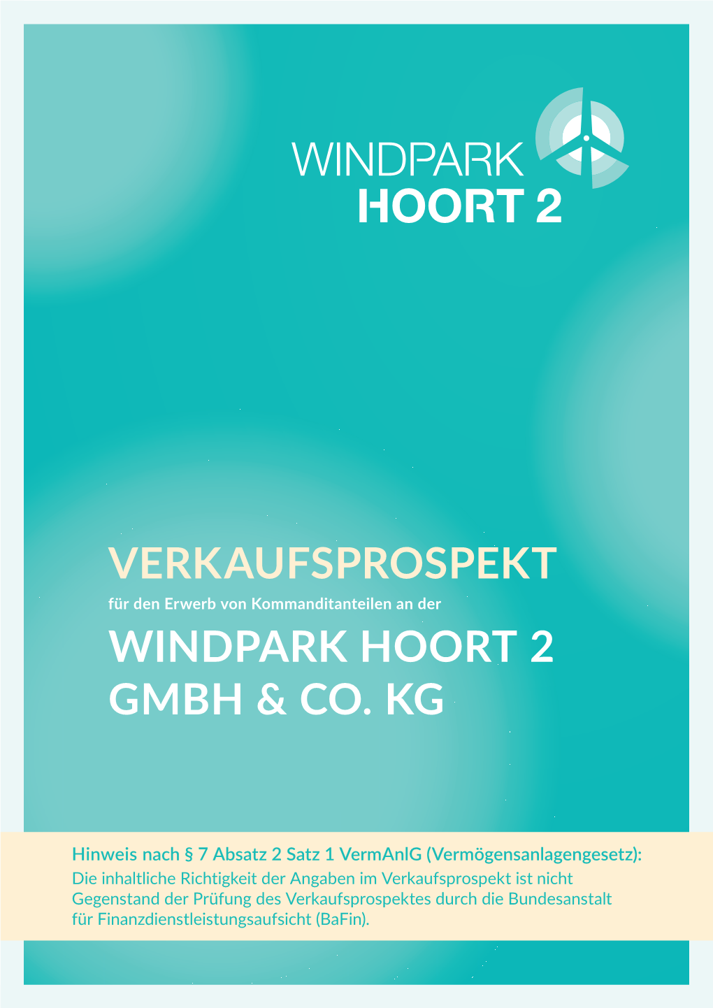 Verkaufsprospekt Windpark Hoort 2 Gmbh & Co. KG