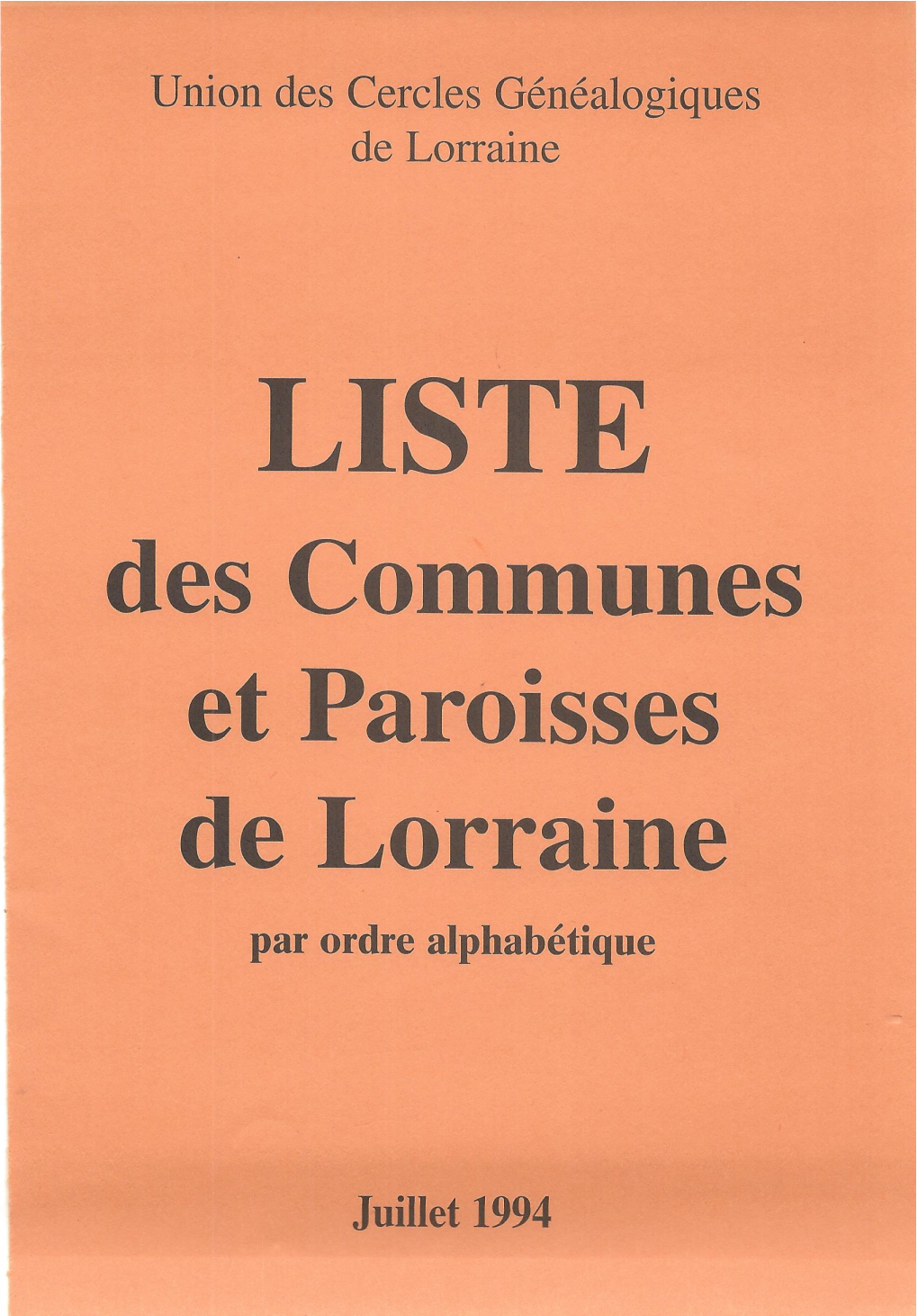 Liste Des Communes Et Paroisses De Lorraine