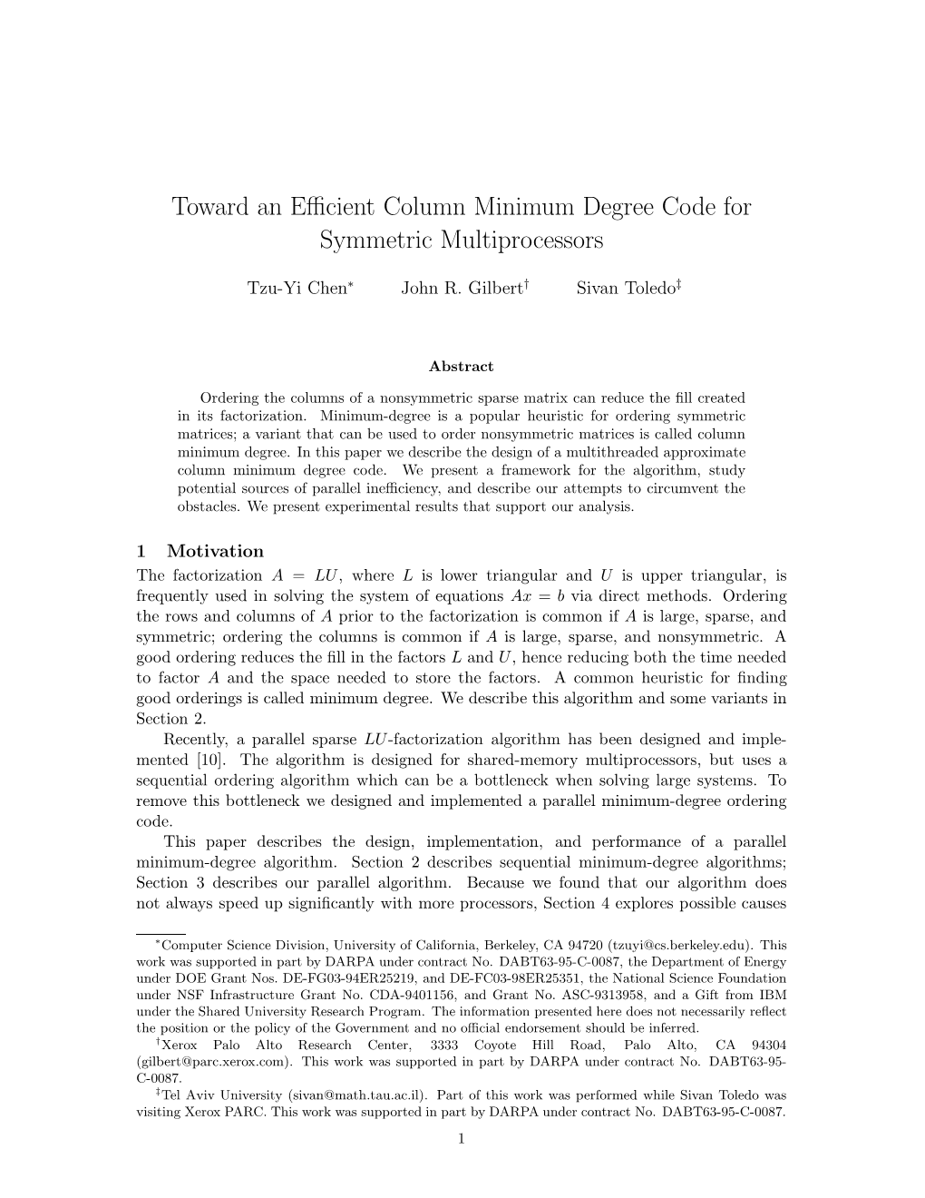 Toward an Efficient Column Minimum Degree Code for Symmetric