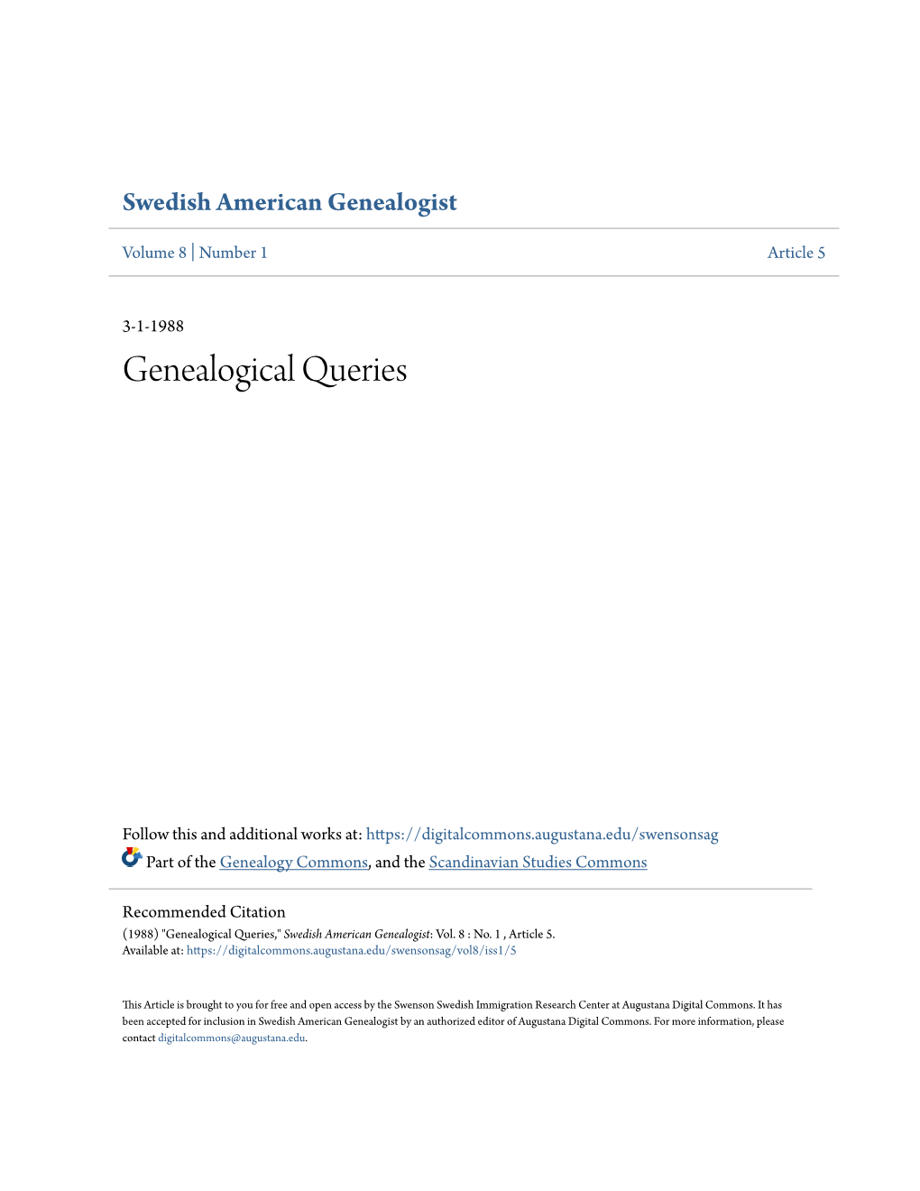 Genealogical Queries