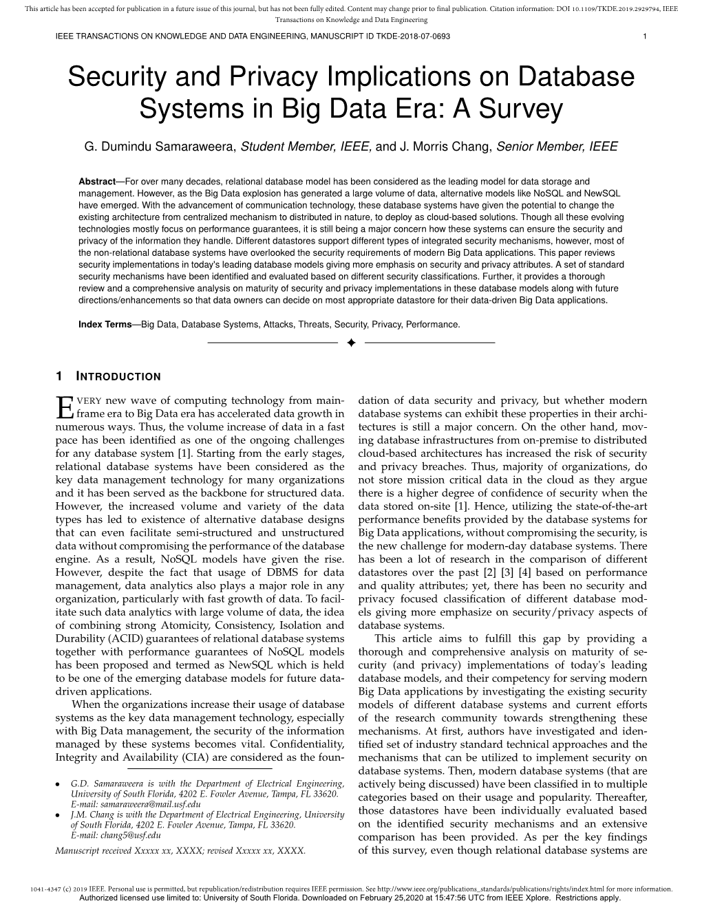 Security and Privacy Implications on Database Systems in Big Data Era: a Survey