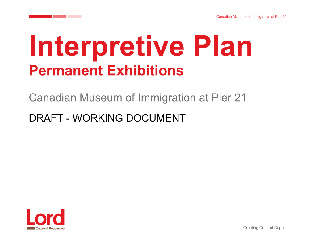 Interpretive Plan Permanent Exhibitions