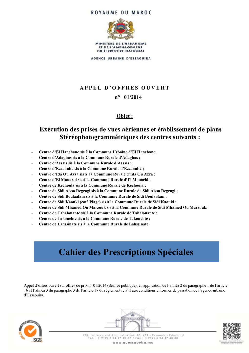 Cahier Des Prescriptions Spéciales