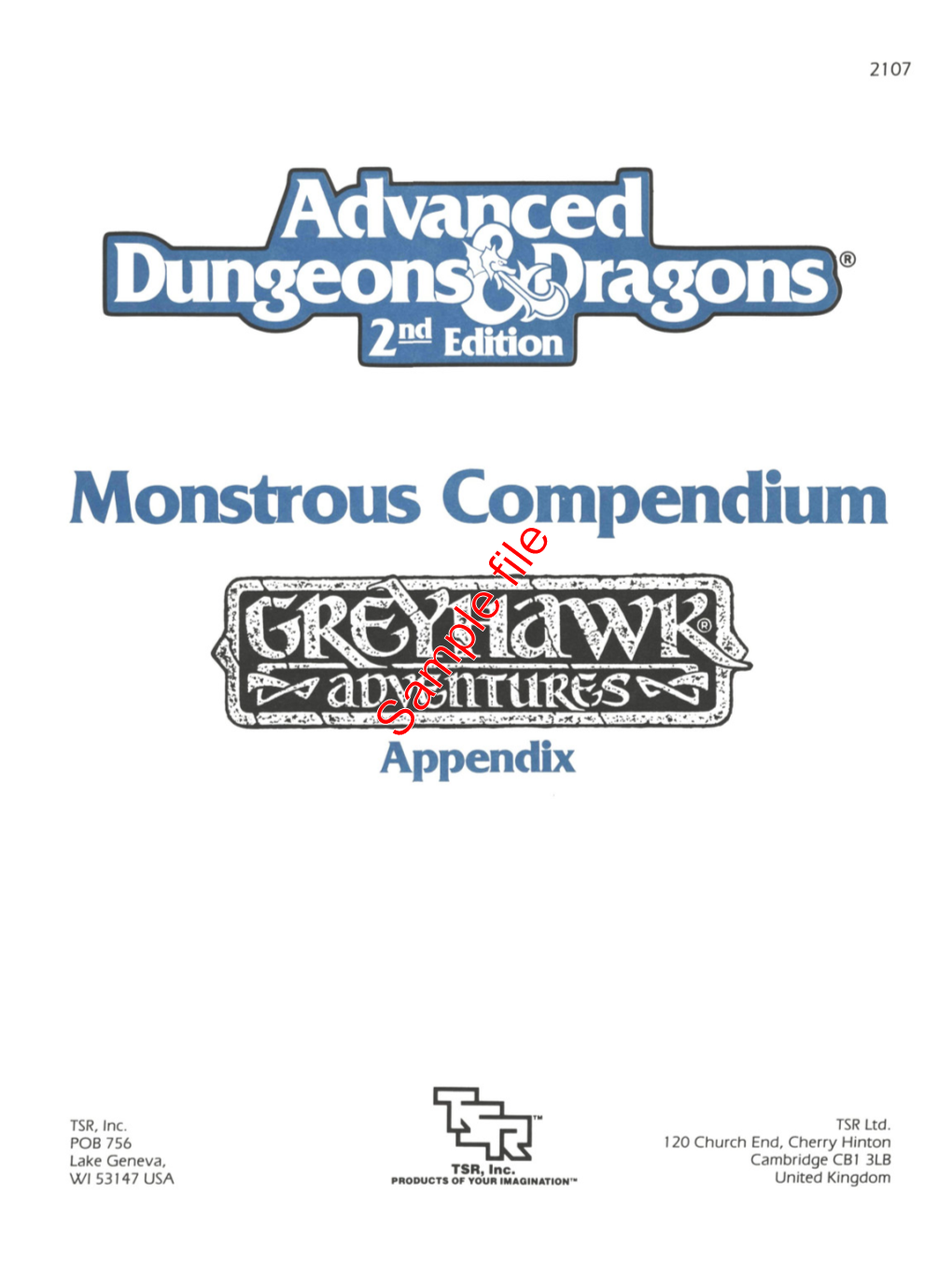 Monstrous Compendium