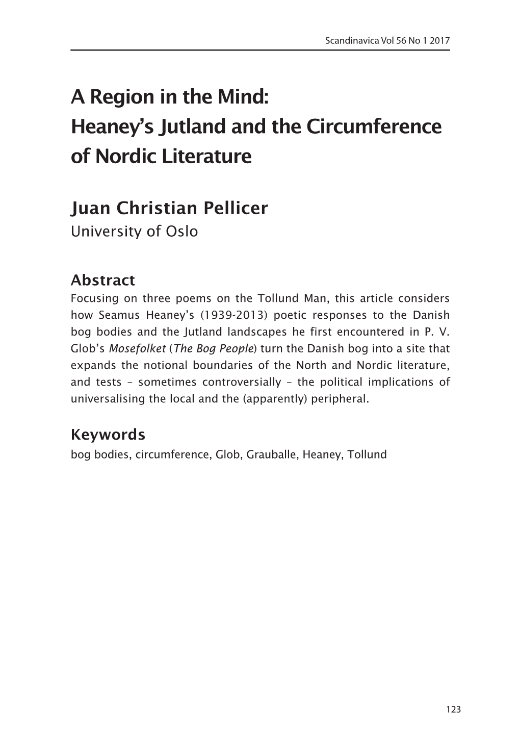 Heaney's Jutland and the Circumference of Nordic Literature