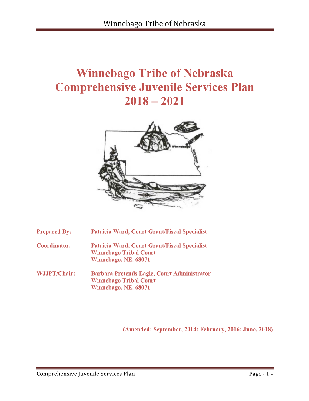 Winnebago Tribe of Nebraska Comprehensive Juvenile Services Plan 2018 – 2021