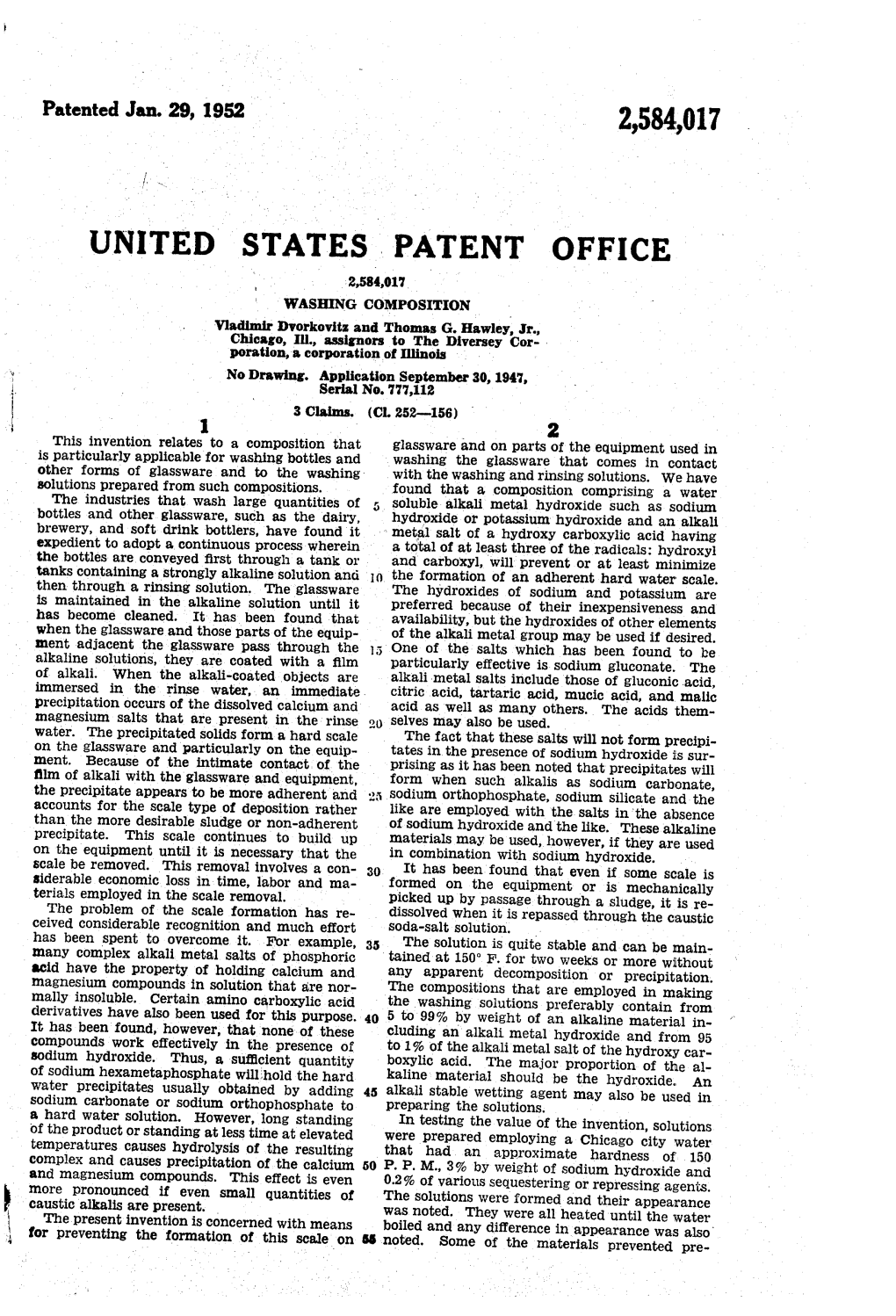 UNITED STATES PATENT OFFICE ' WASHING COMPOSITION Vladimir Oworkovitz and Thomas G