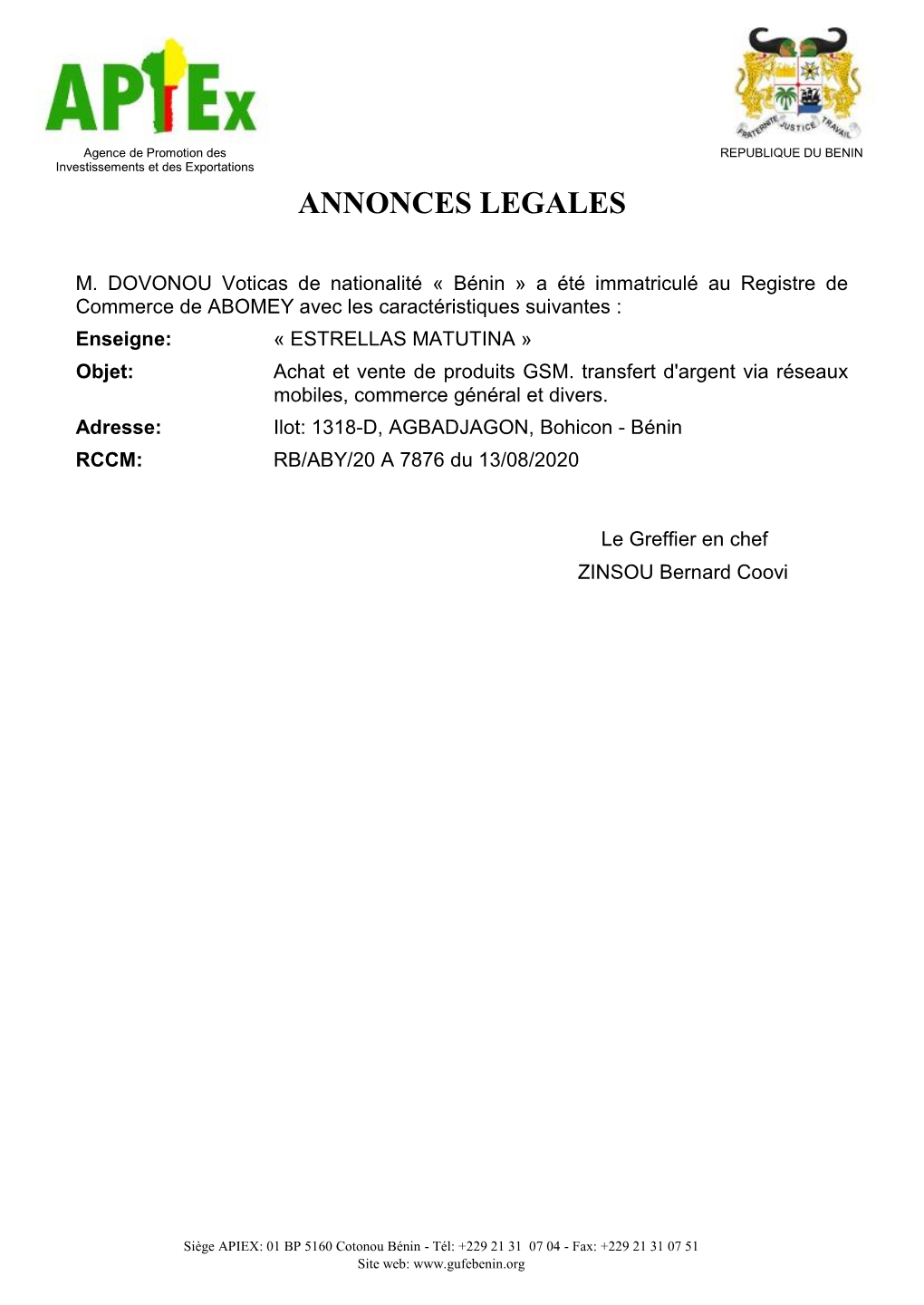 Annonces Legales