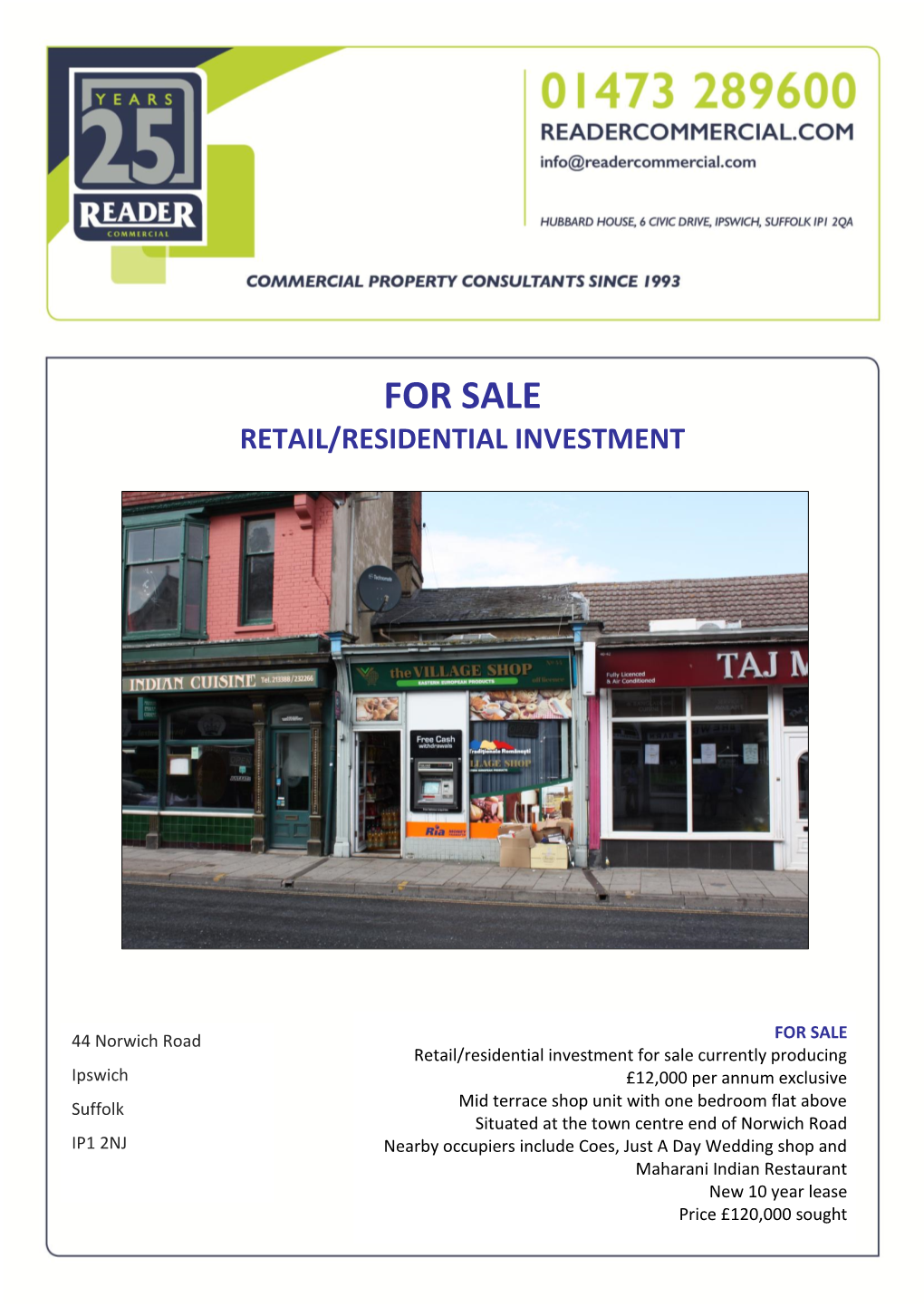 For Sale Retail/Residential Investment