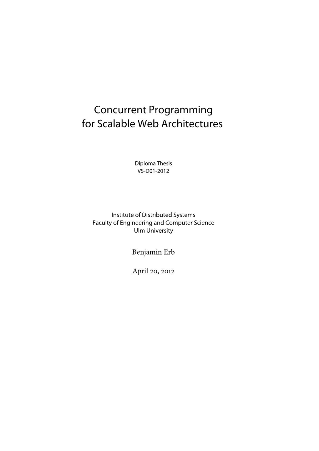 Concurrent Programming for Scalable Web Architectures