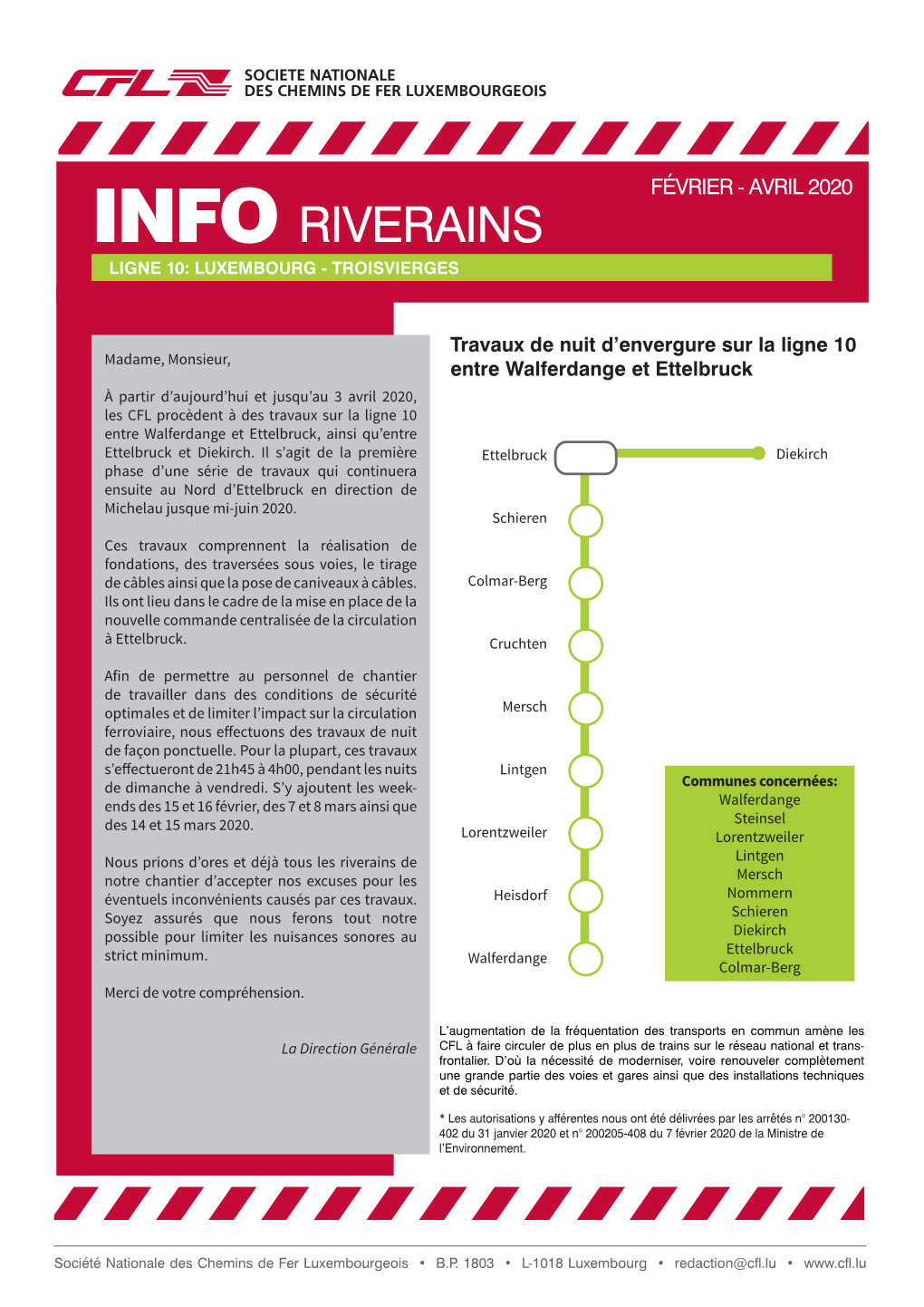 Info Riverains Ligne 10: Luxembourg - Troisvierges