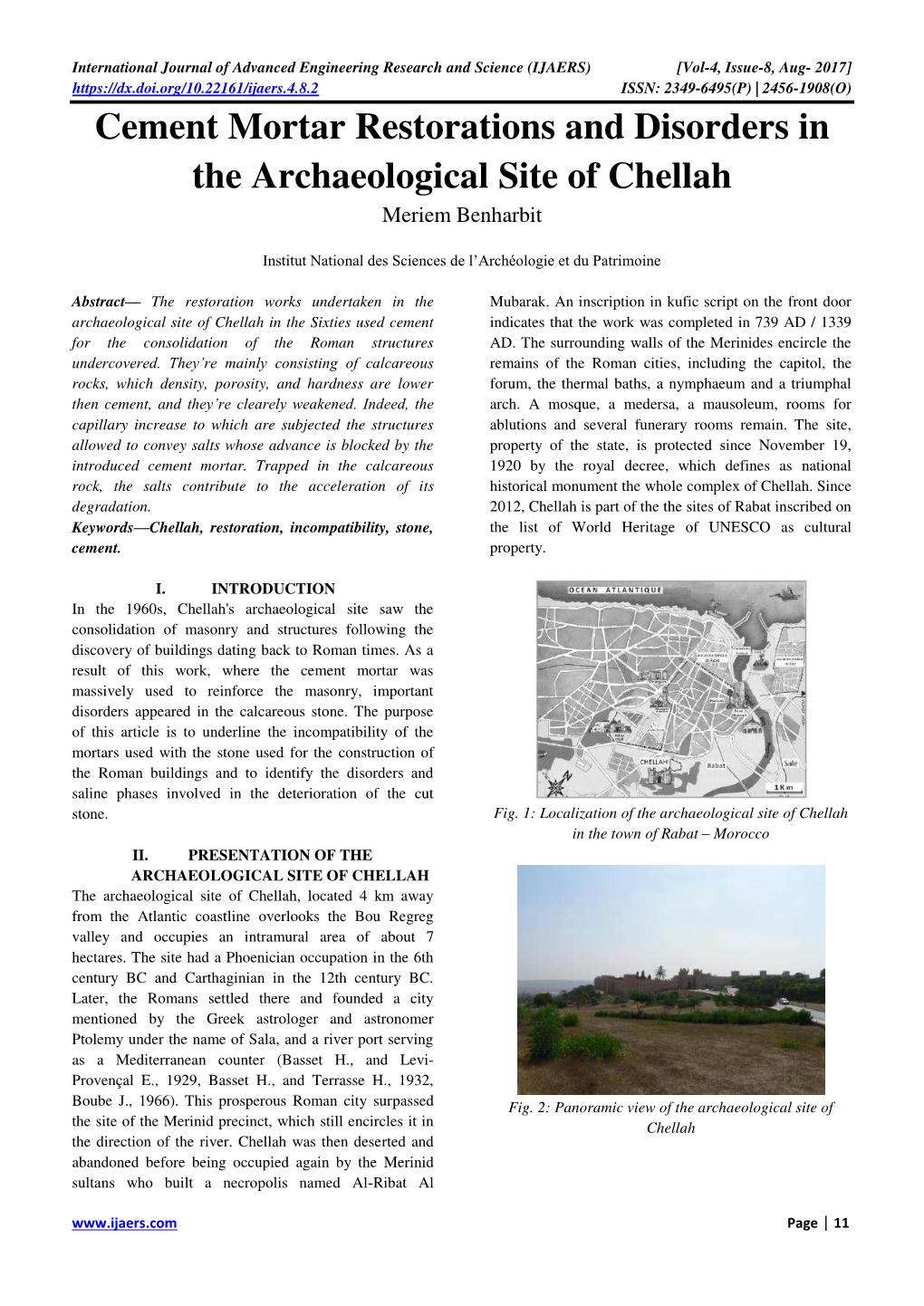 Cement Mortar Restorations and Disorders in the Archaeological Site of Chellah Meriem Benharbit