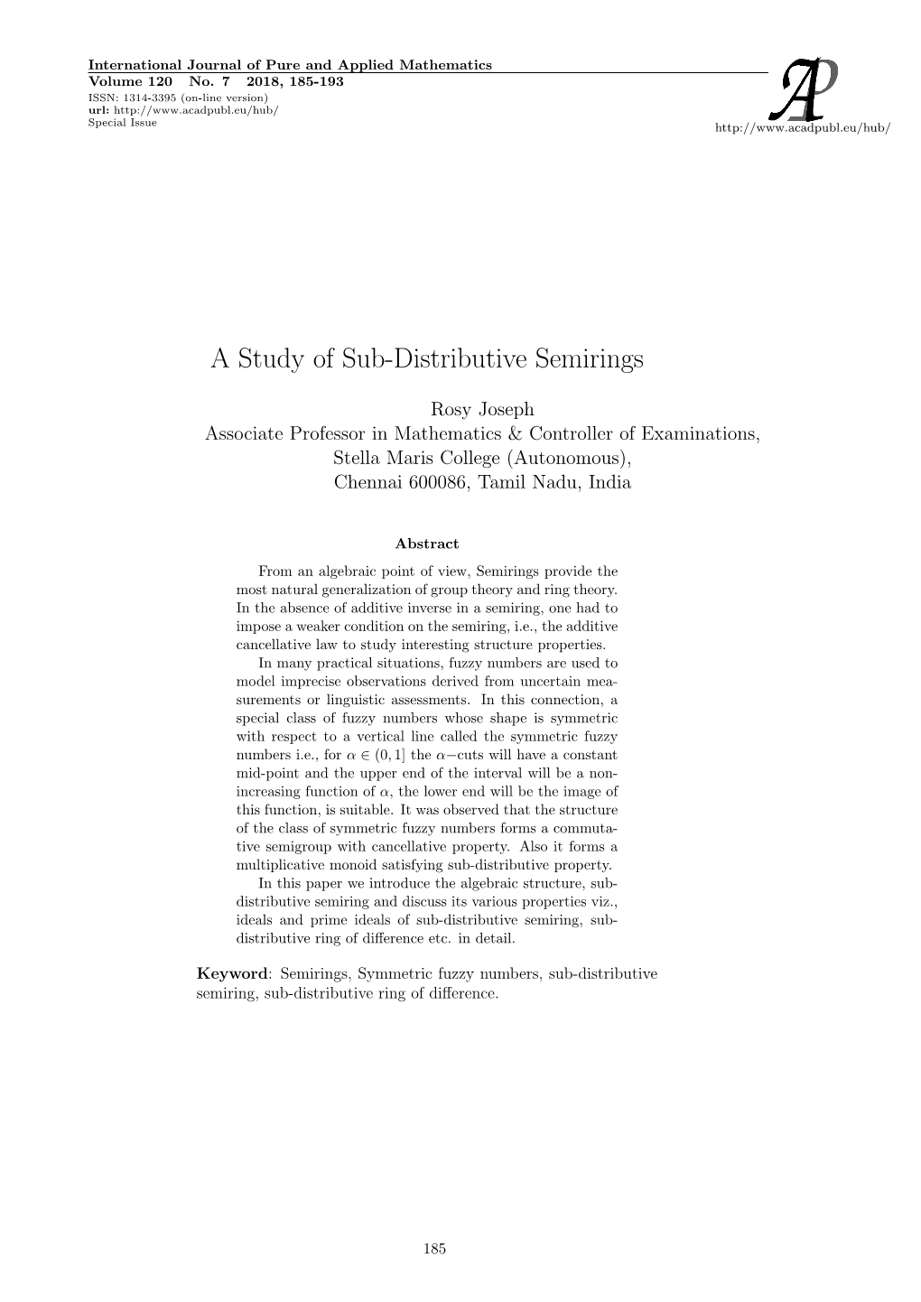 A Study of Sub-Distributive Semirings