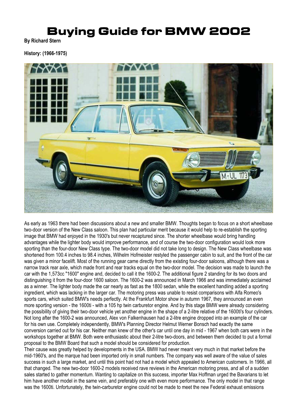 BMW '02 Ownership Guide