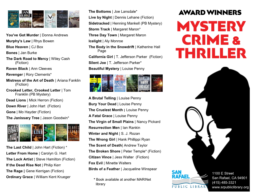 Mystery Award Winners 2019