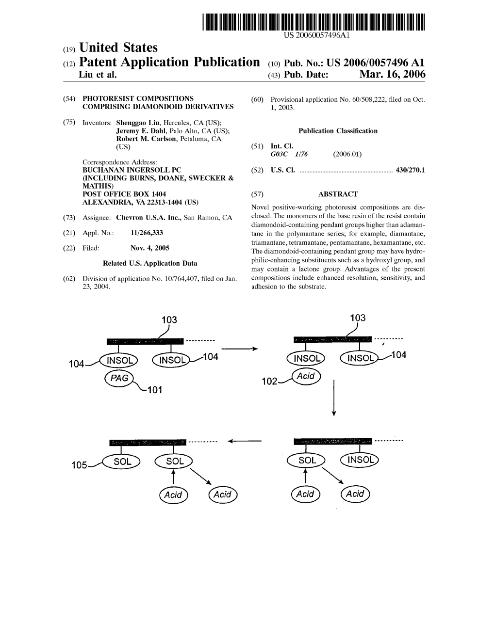 (12) Patent Application Publication (10) Pub. No.: US 2006/0057496 A1 Liu Et Al